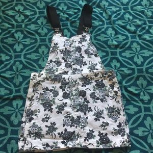 Overall dress floral premium denim