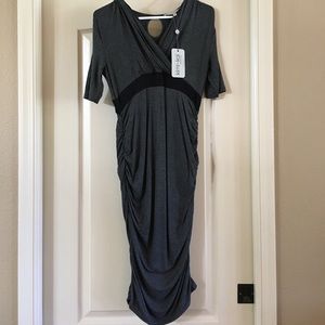NWT. Black and gray maternity dress.