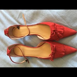 J CREW RED SUEDE PUMPS