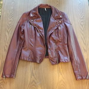 Amazing Free People Faux Leather Moto Jacket