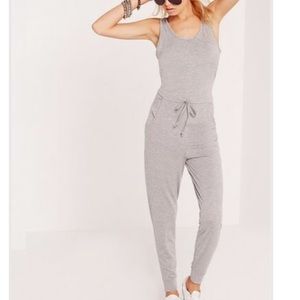 Jersey sleeveless grey jumpsuit