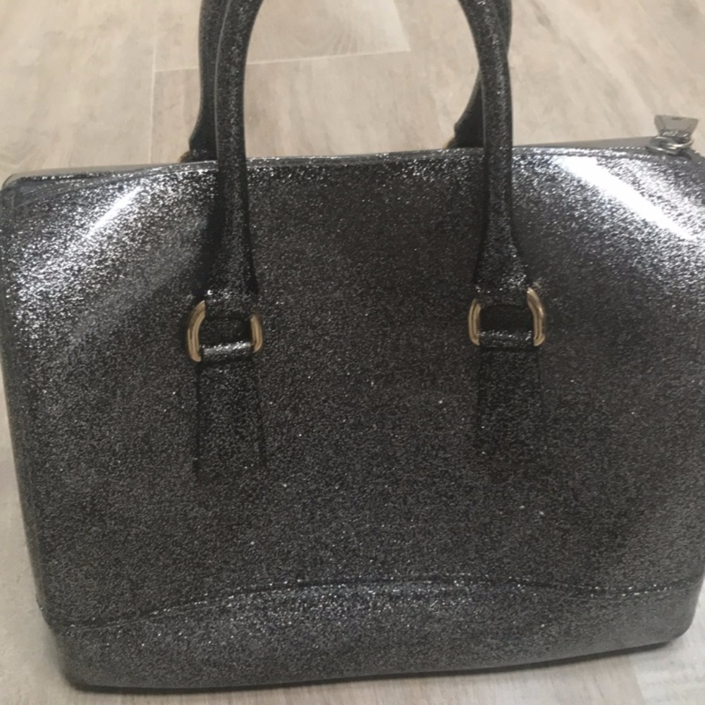 Furla Metallic Grey Candy Bag