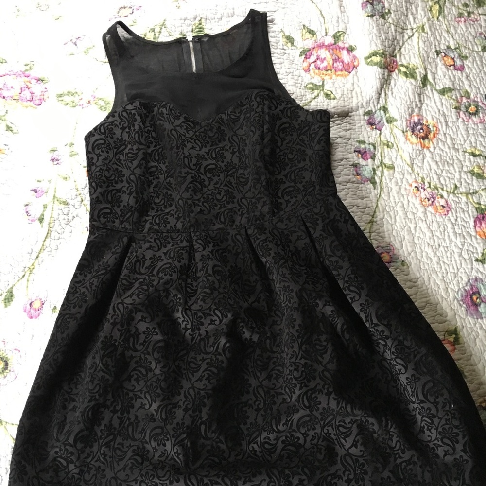 Black velvet brocade dress