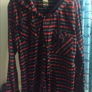 Means button up hoodie shirt