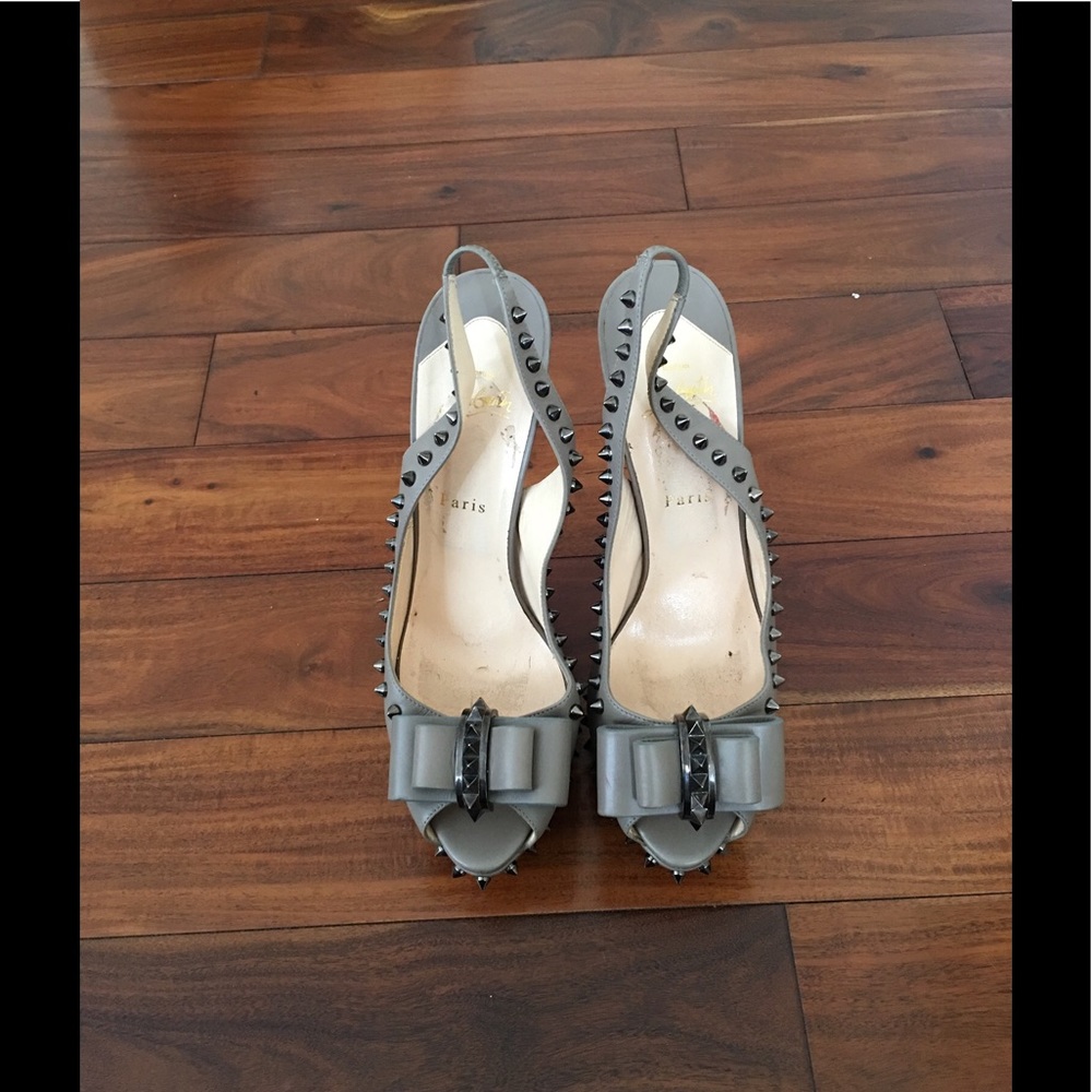 Christian Louboutin Studded Platform Peep- Toe