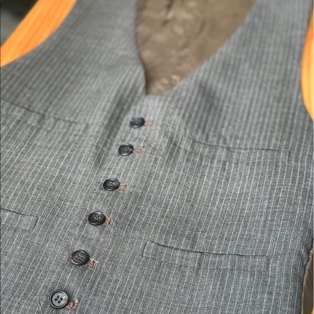 Grey pinstripe men’s vest vintage fitted