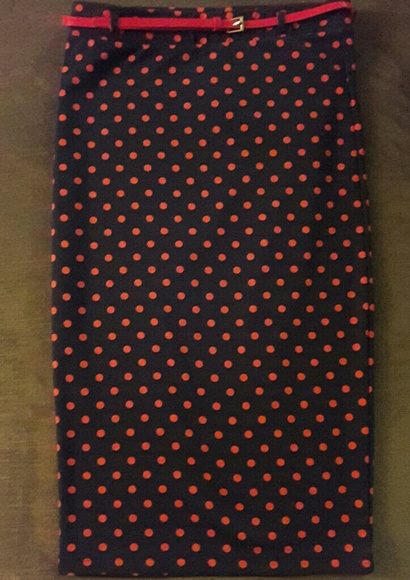 H&M Navy and Red Polka Dot Pencil Skirt - Picture 4 of 4