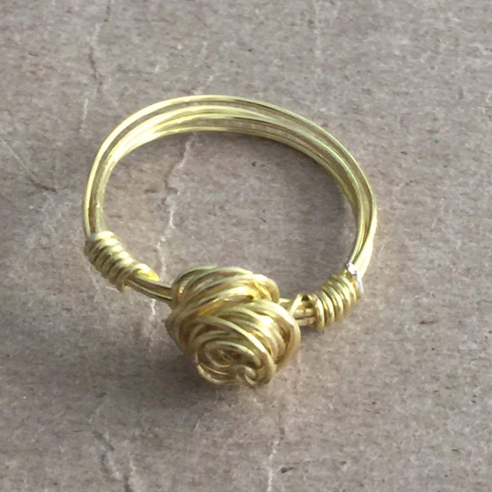 Gold Blue Jade & Rose Ring (Size 5) - Picture 7 of 8