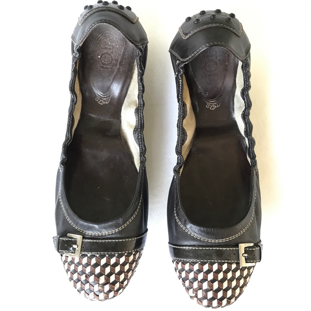 Tod's dark brown Dee Fibbietta ballerina flats