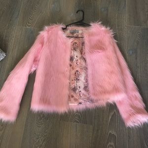 Pink faux fur jacket