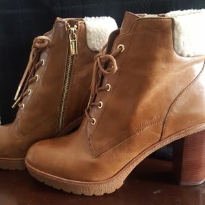 Michael Kors Tan Leather Kim Lace up Boot