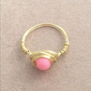 Pink & Gold Wire Wrapped Ring