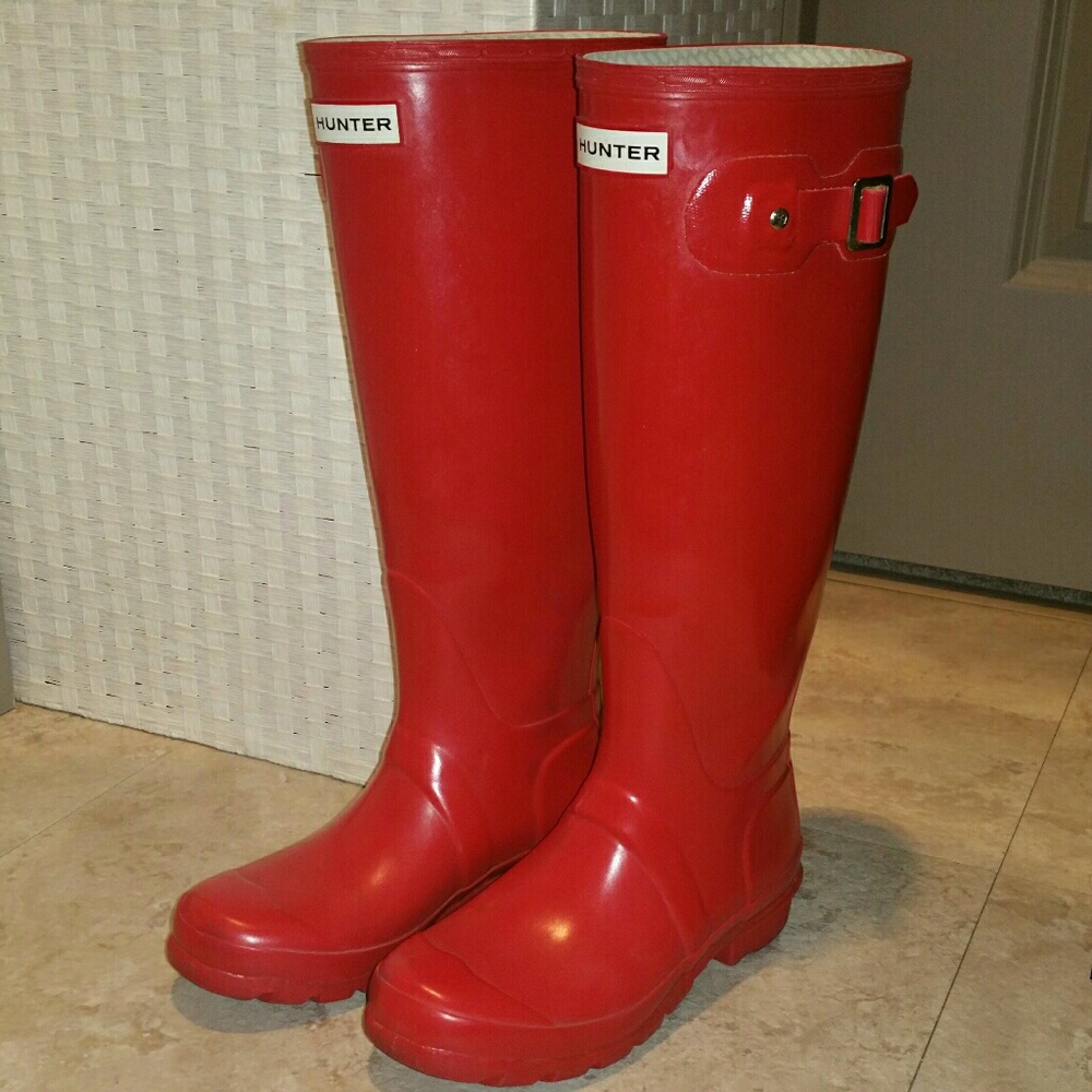 HUNTER TALL RAIN BOOTS, Glossy Red