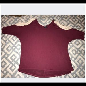 Rue 21 Cold Shoulder Top with Lace Detail