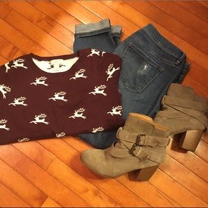 Burgundy NEW deer sweater