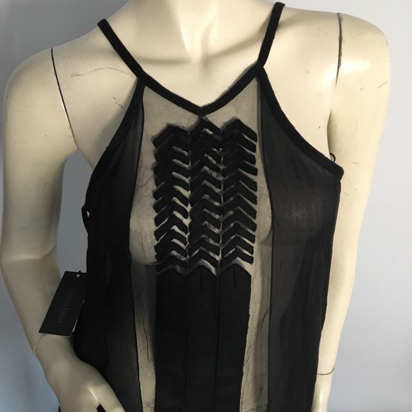 🇮🇹 Calvin Klein black sheer dress with cashmere