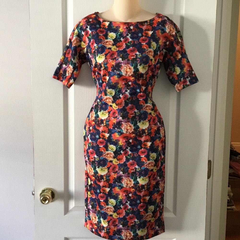 Carmen Marc Valvo Floral Fitted Dress