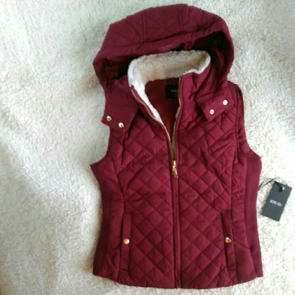 Burgundy & Gold Quilted Vest.