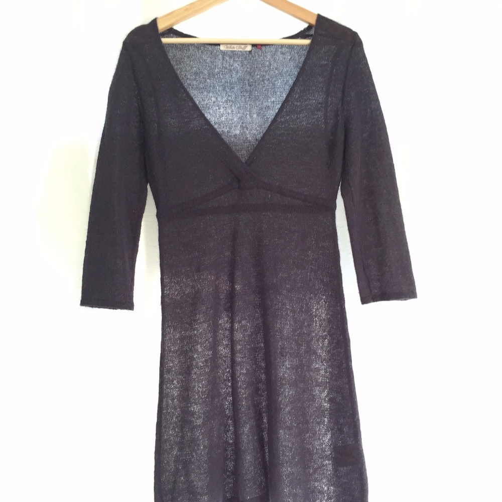 Purple alpaca blend long-sleeved sweater dress
