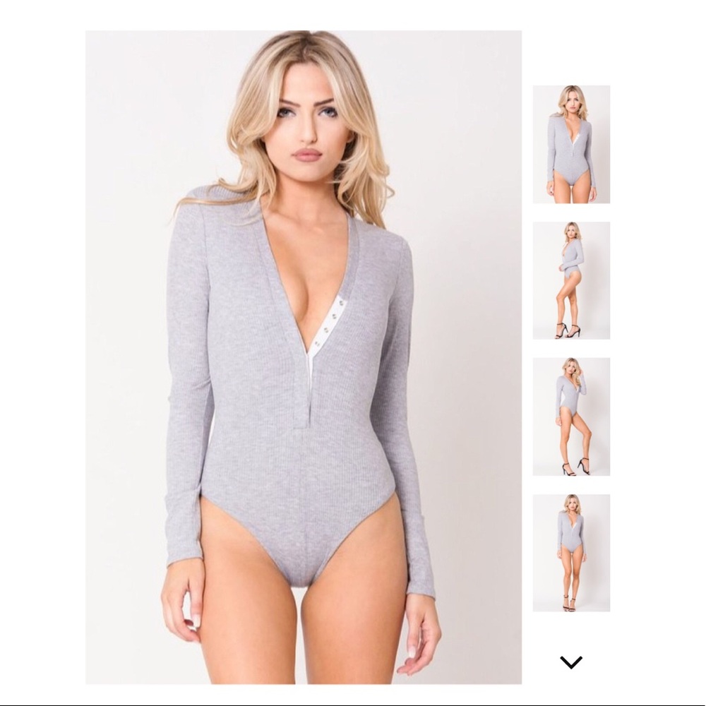 Last 1️⃣ Deep V Ribbed Bodysuit - Picture 4 of 6