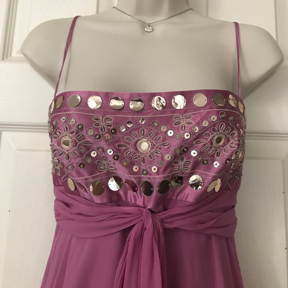 BCBG Maxazria Mauve Silk Chiffon Sleeveless Dress - Picture 2 of 8