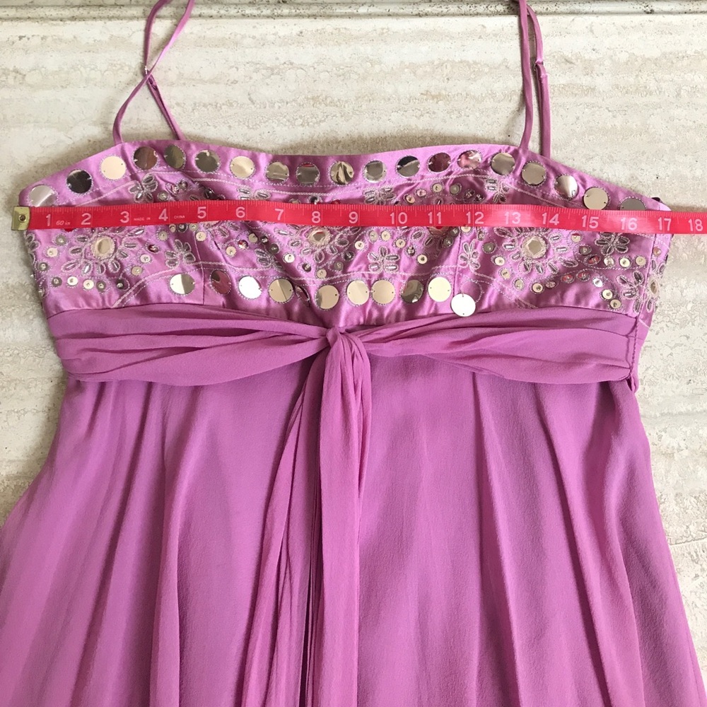BCBG Maxazria Mauve Silk Chiffon Sleeveless Dress - Picture 6 of 8