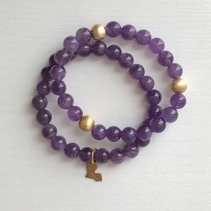 Bracelets - Purple Amethyst - 2 set LSU Louisiana