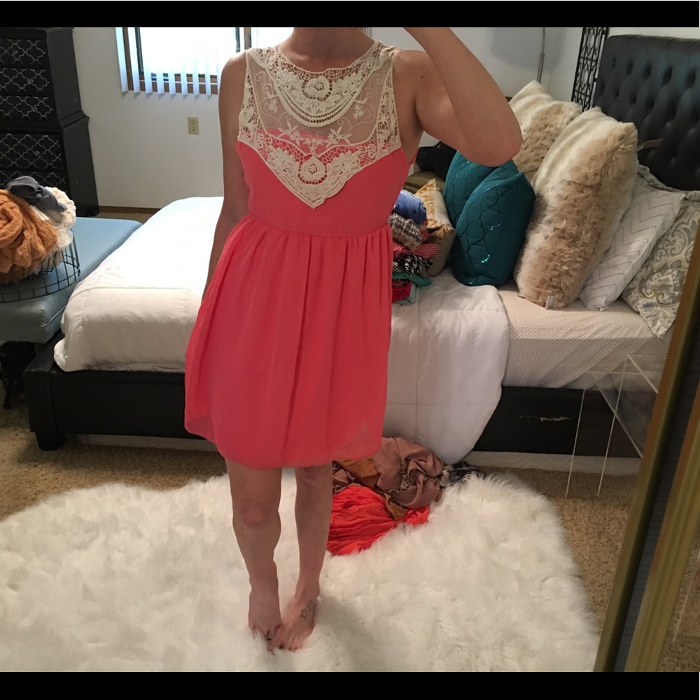 Coral lace dress