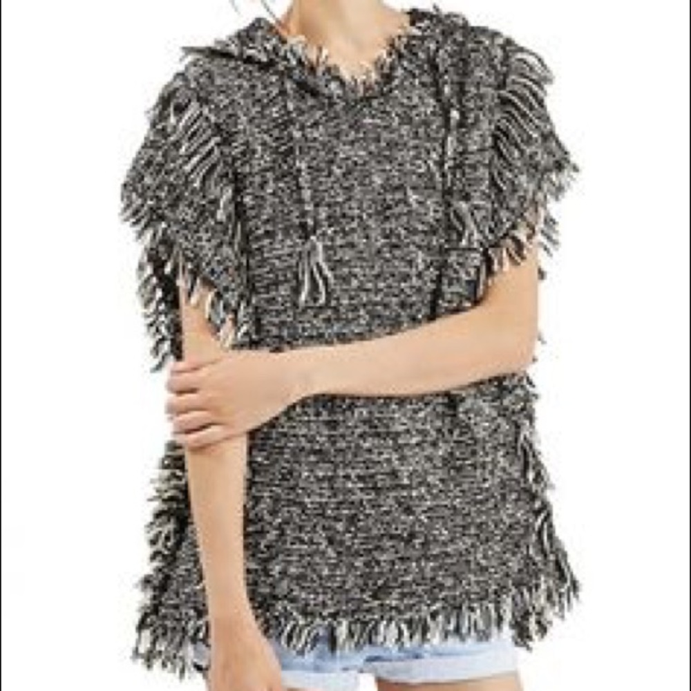 TopShop Fringe Poncho Hoodie
