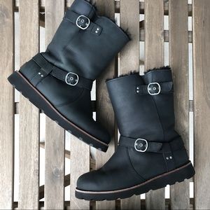 UGG Noira Leather Waterproof Biker Boots Size 8