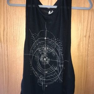 Black muscle tee with astrological design