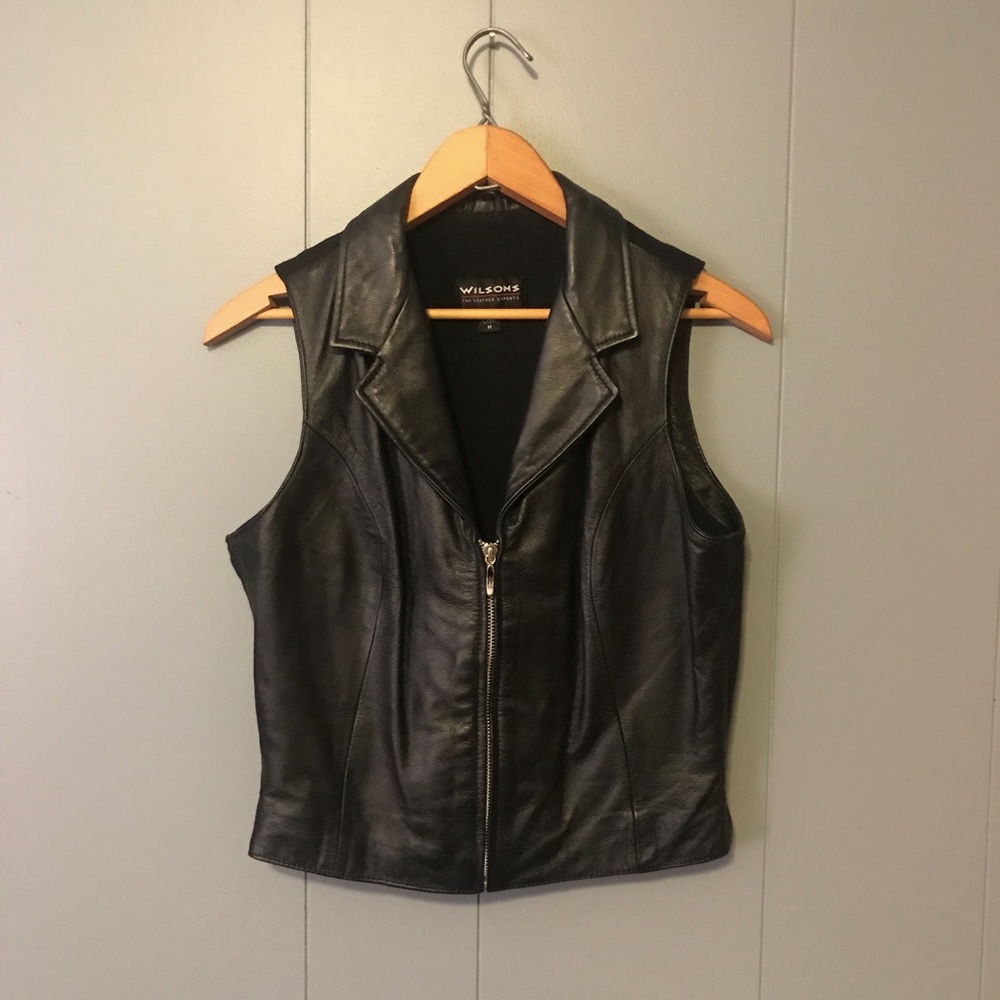 💖 WILSONS LEATHER BLACK LEATHER VEST 💖
