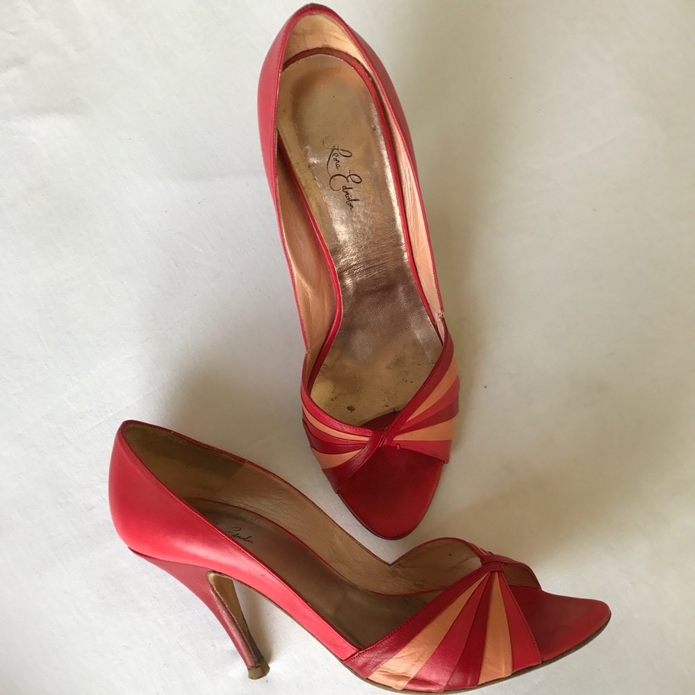 Stunning red & pink open toe high heels