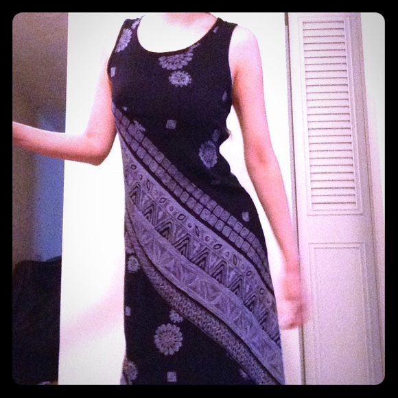 Emblem Deep Blue Dress with Grayish Blue Designs - Picture 2 of 5