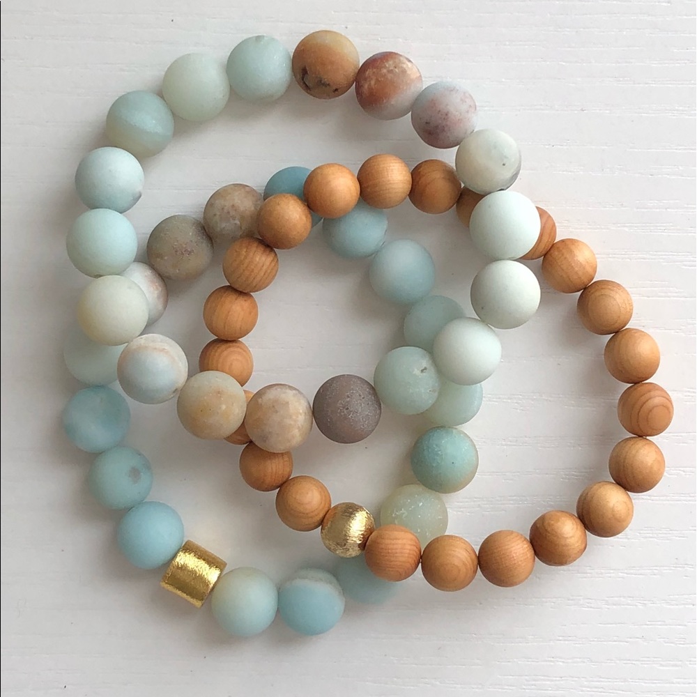 Bracelets - Blue Neutral Stack - 3 set