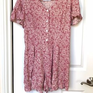 Vintage Soft Red Floral Romper