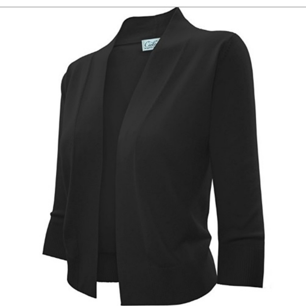 NEW Basic Soft Stretch Knit Bolero Shrug Cardigan Black