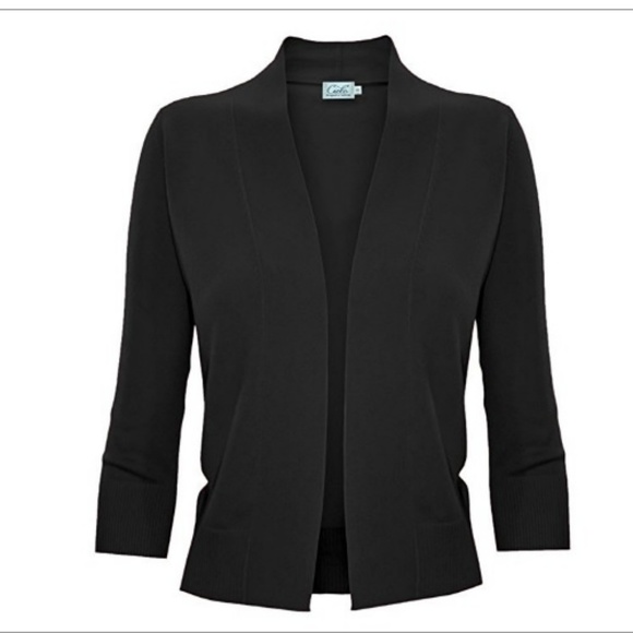 NEW Basic Soft Stretch Knit Bolero Shrug Cardigan Black - Picture 2 of 5