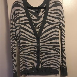 Express gray and white zebra cardigan.