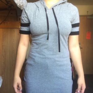 Knee length t-shirt dress with hood!