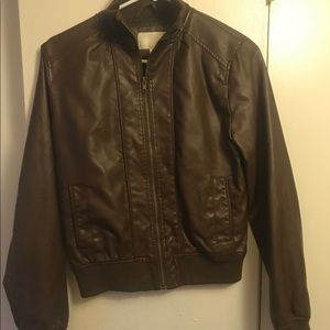 Brown fake leather jacket