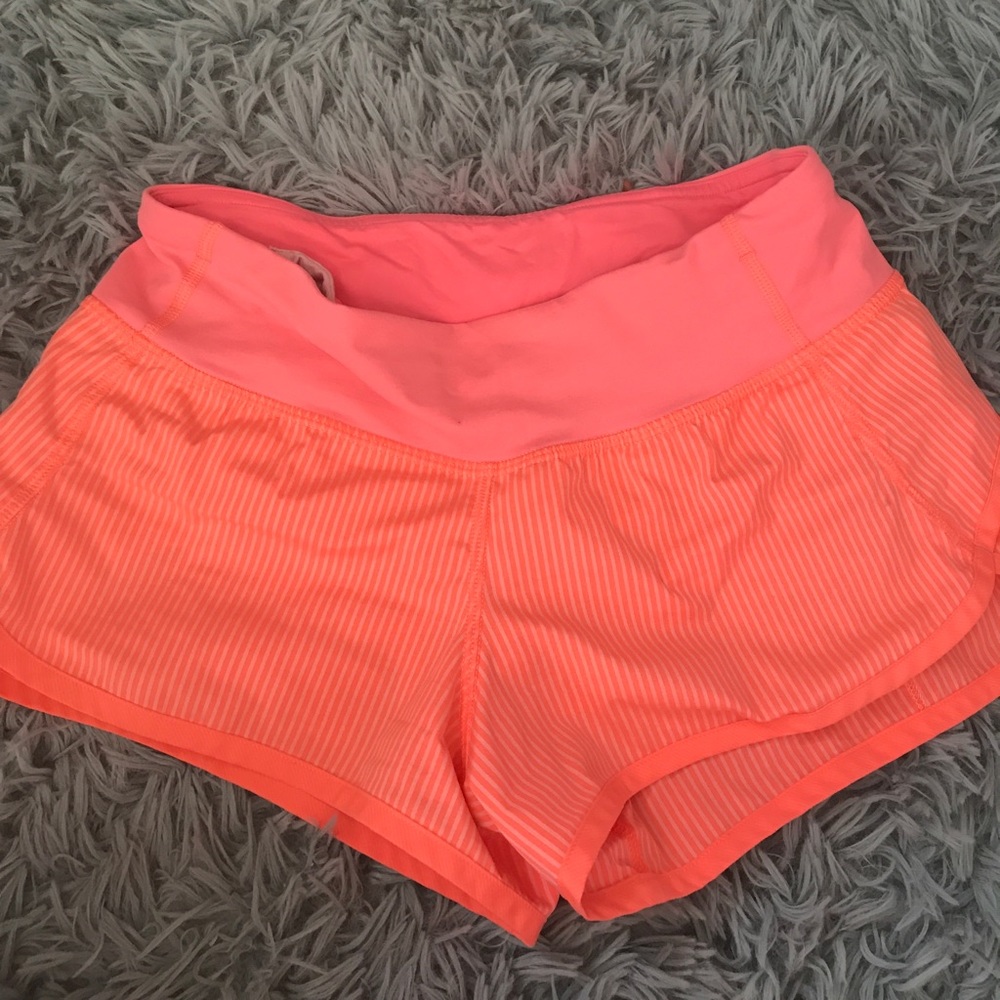 bright pink/orange lululemon speed shorts