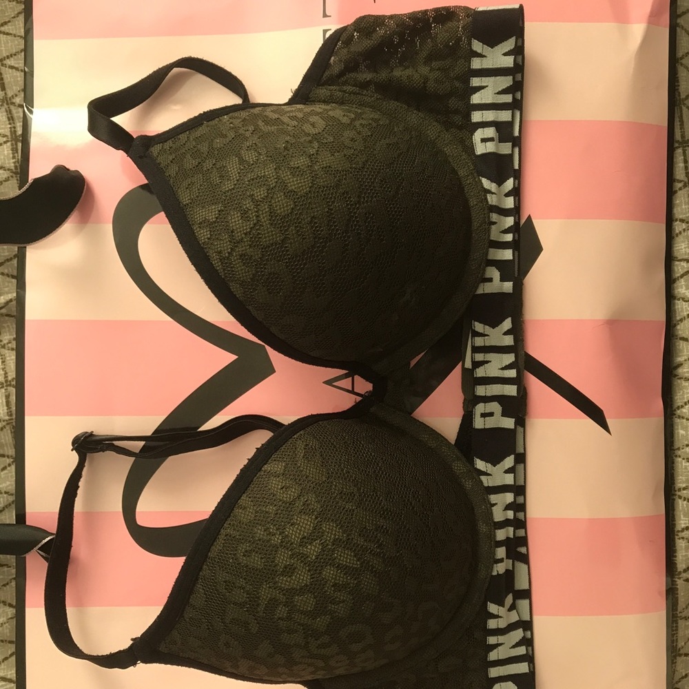 Pink logo Lace Push-Up Bra w/ matching underwear
