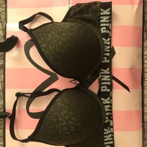 Pink logo Lace Push-Up Bra w/ matching underwear