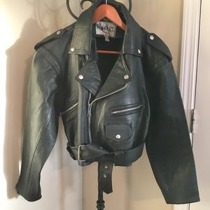 Black genuine leather motorcycle jacket sz medium