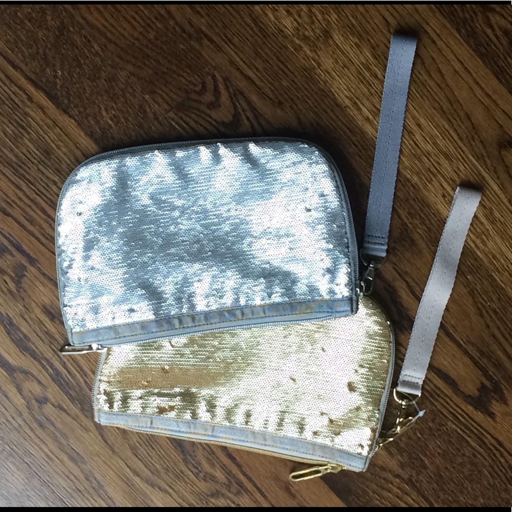 LeSportsac Shimmer wristlet clutch cosmetic pouch