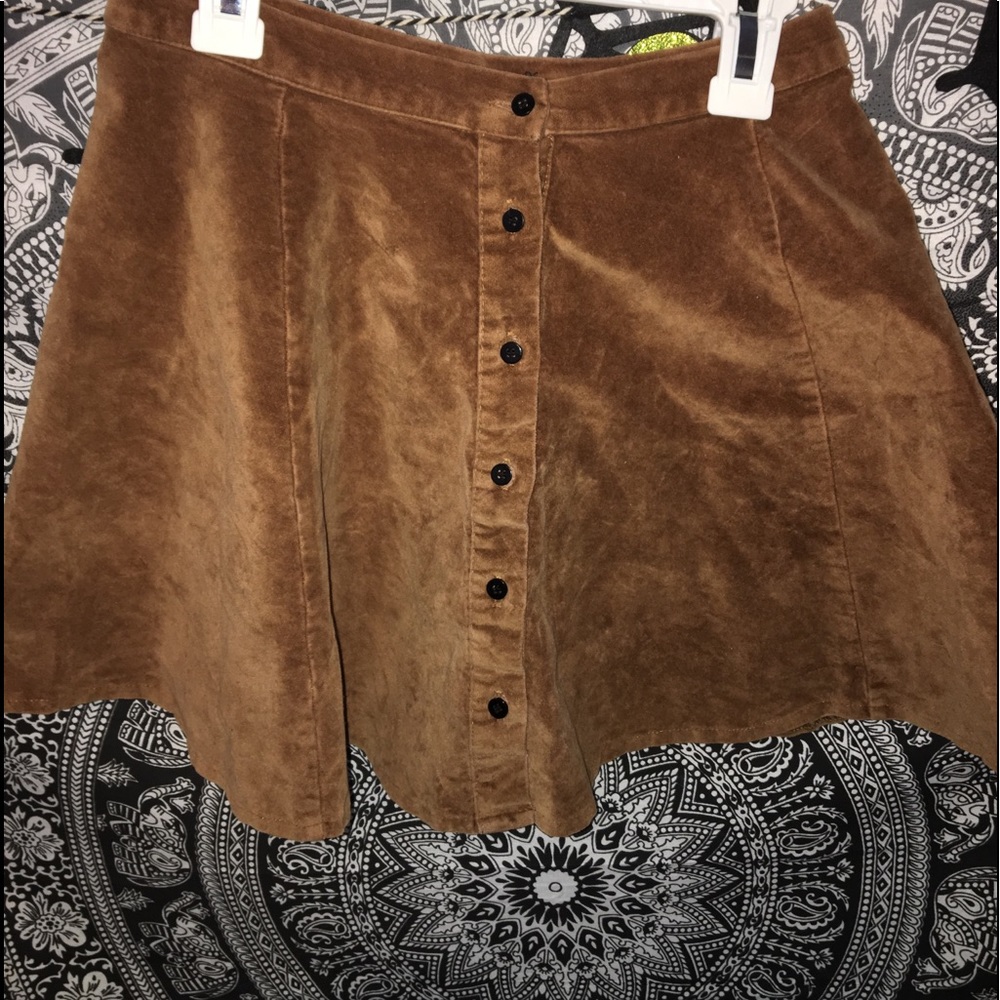 Brandy Melville Button Down Brown Corduroy Skirt