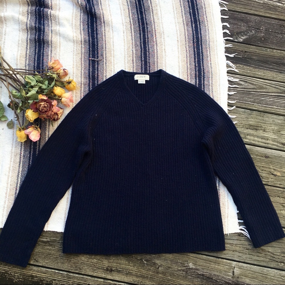 Navy Blue knit JCrew Vneck Sweater