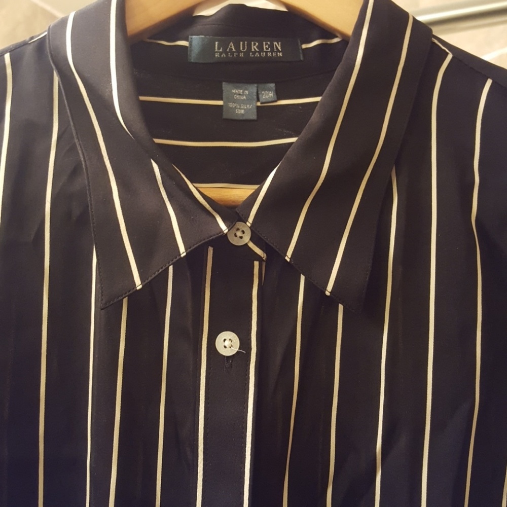 Pinstripe Ralph Lauren Silk Blouse