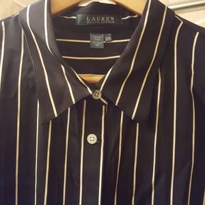 Pinstripe Ralph Lauren Silk Blouse